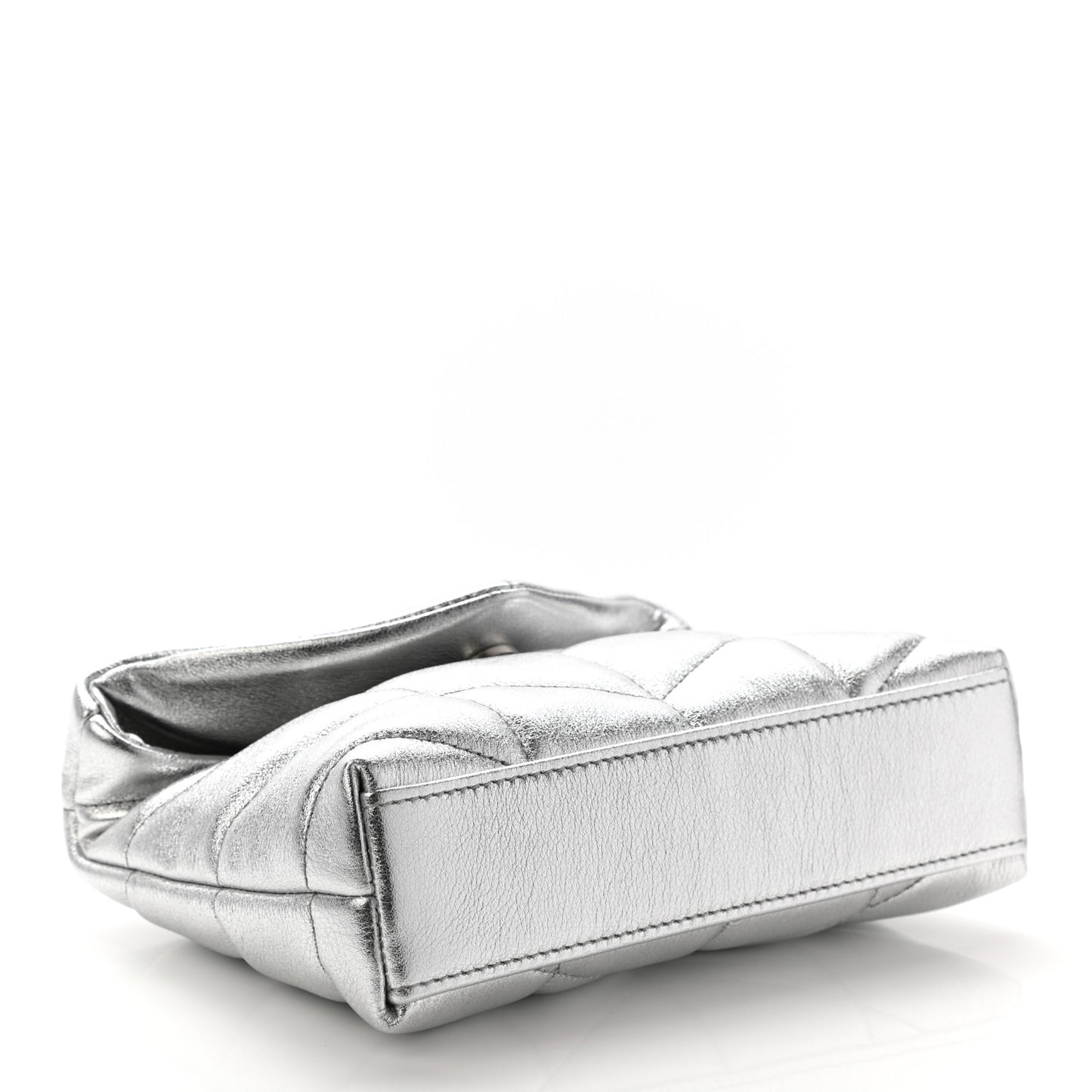 Metallic Lambskin Monogram Loulou Puffer Pouch Clutch Silver