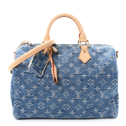 Louis Vuitton Monogram Denim Speedy Soft 30 Blue 1 of 10