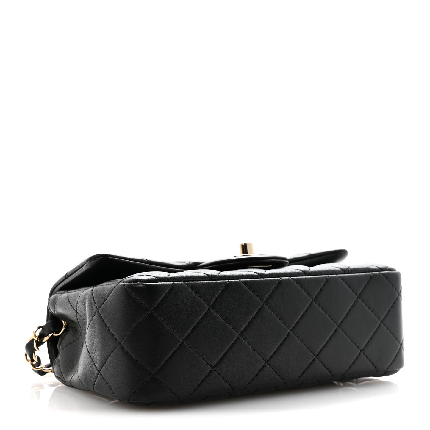 Lambskin Quilted Mini Rectangular Flap Black Black