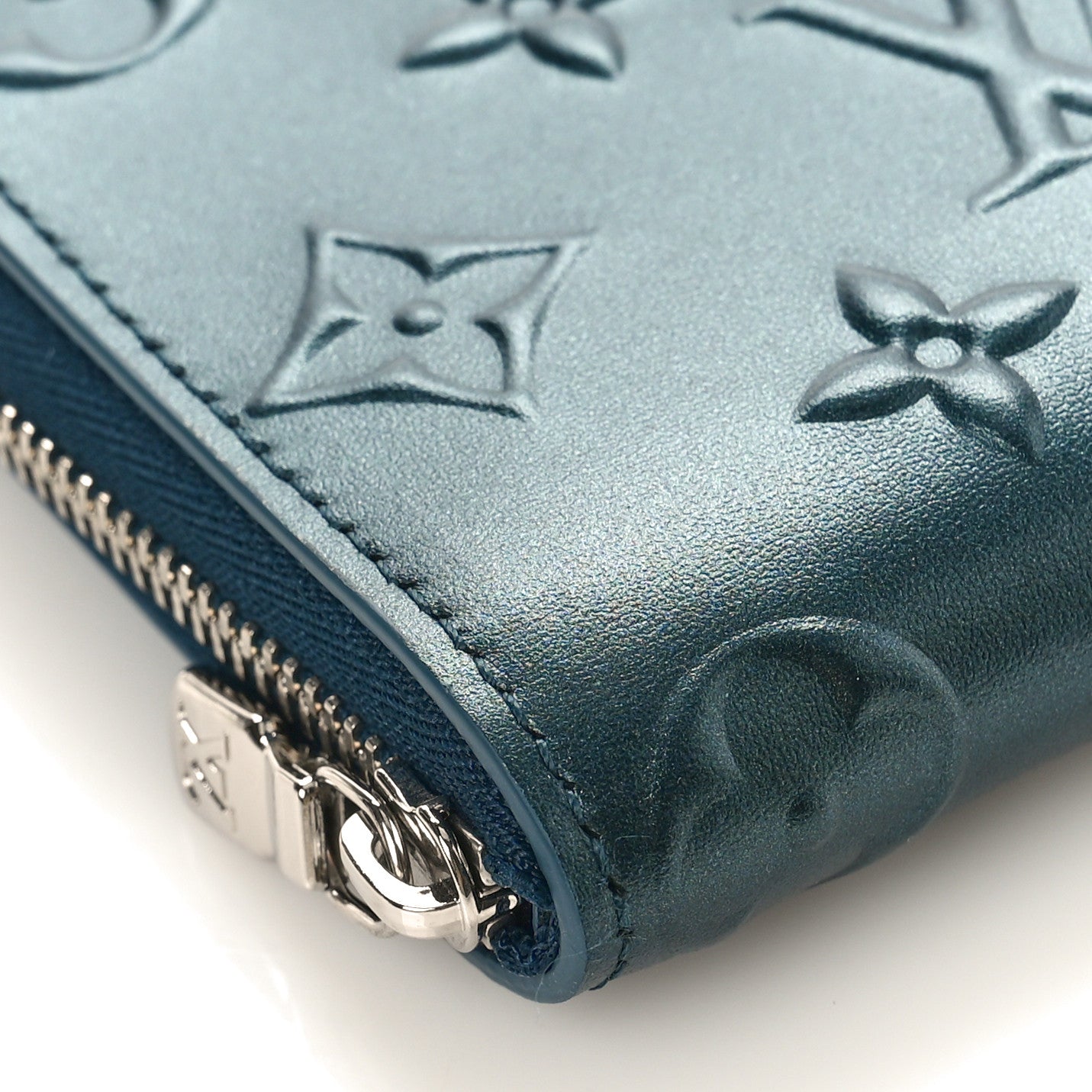 Calfskin Debossed Monogram Zippy Coin Purse Blue