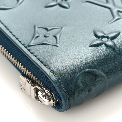 Louis Vuitton Calfskin Debossed Monogram Zippy Coin Purse Blue 7 of 8