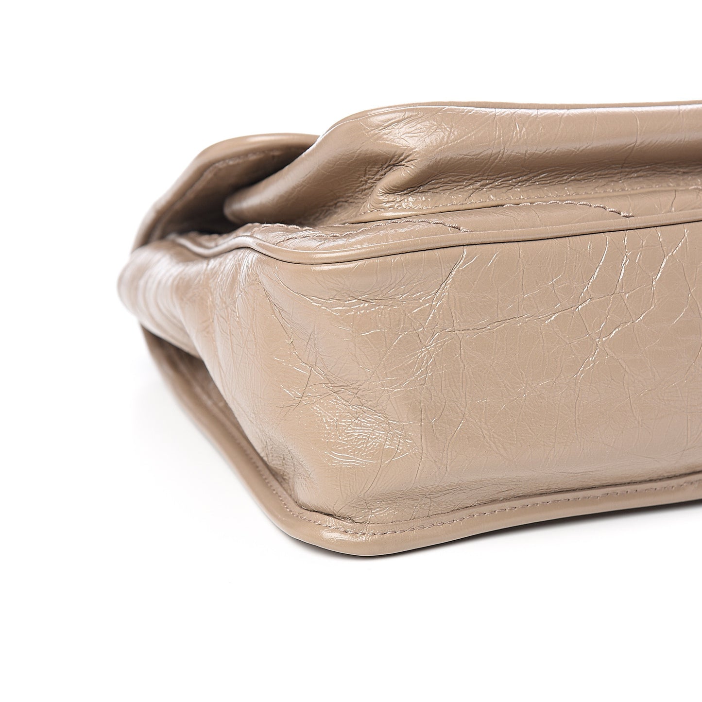 Crinkled Calfskin Matelasse Monogram Medium Niki Chain Satchel Light Taupe