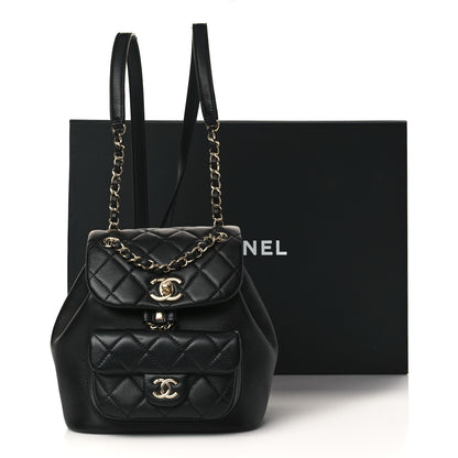 Chanel Lambskin Quilted Small Duma Drawstring Backpack Black 10 of 10