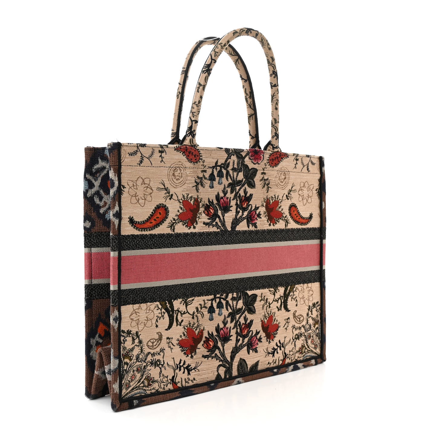 Canvas Embroidered Large Broderie Dior Flowers Book Tote Multicolor