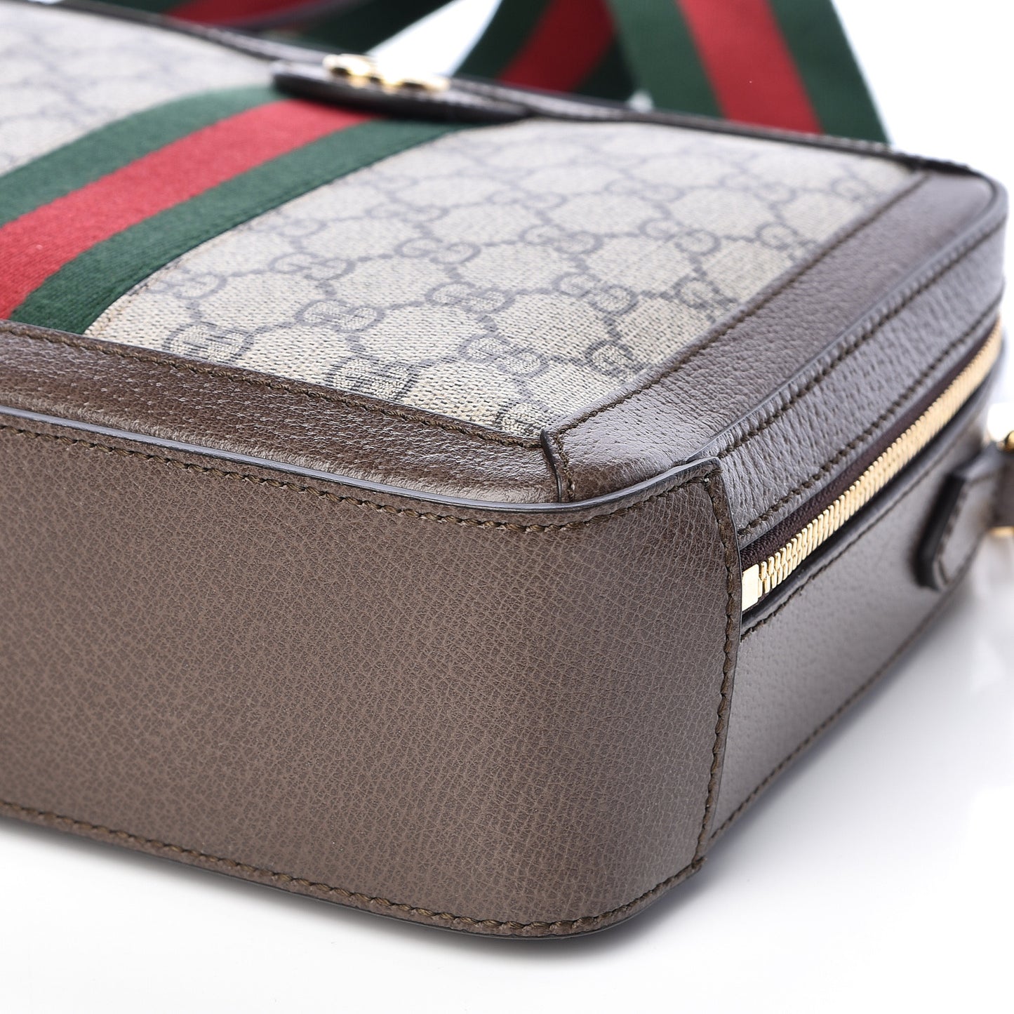 GG Supreme Monogram Web Small Ophidia Top Handle Shoulder Bag Brown