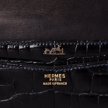 Hermes Shiny Crocodile Faco Clutch Bleu Marine 9 of 16
