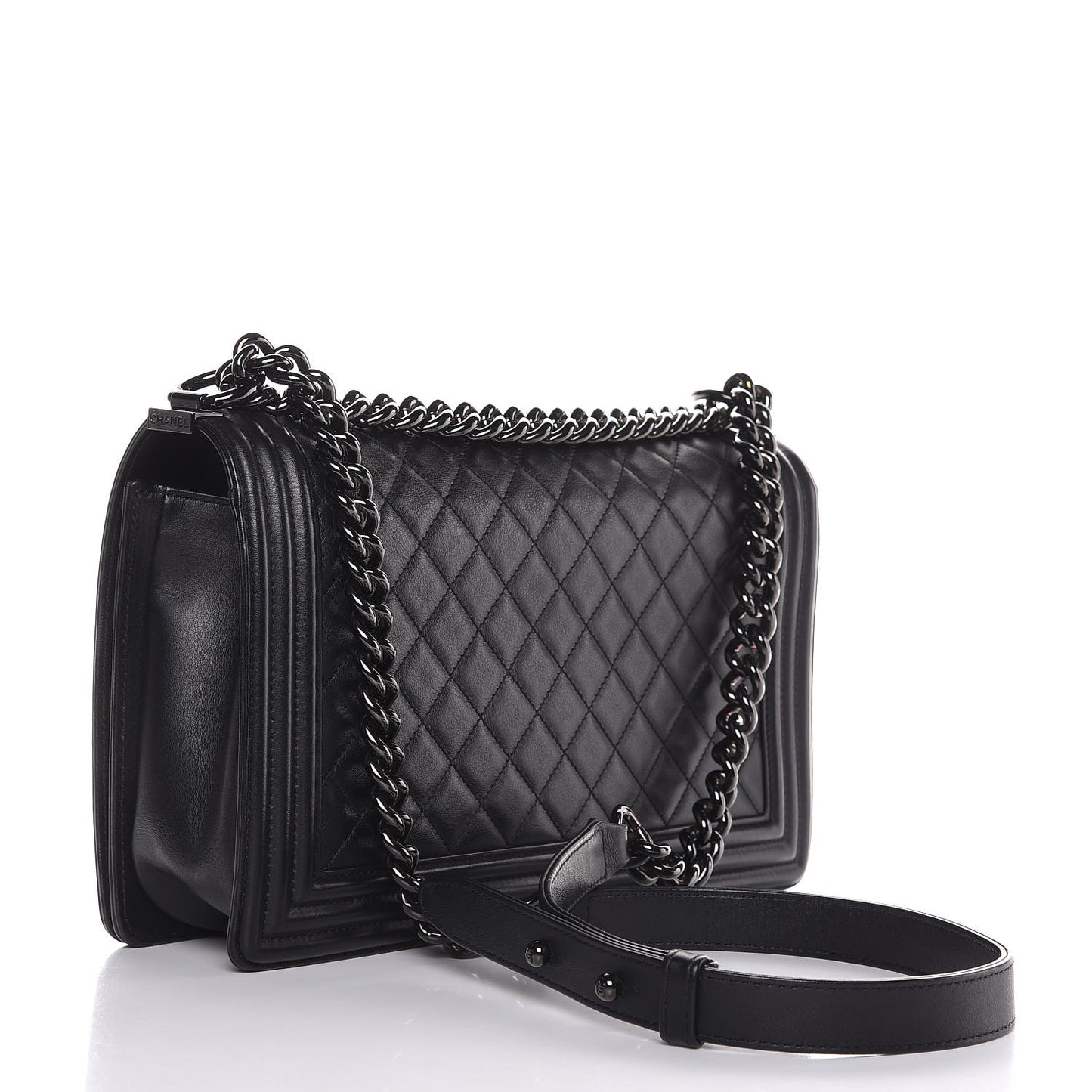 Calfskin Quilted New Medium Boy Flap So Black