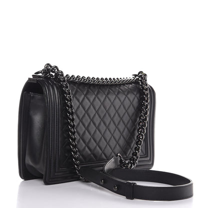 Chanel Calfskin Quilted New Medium Boy Flap So Black 3 of 8