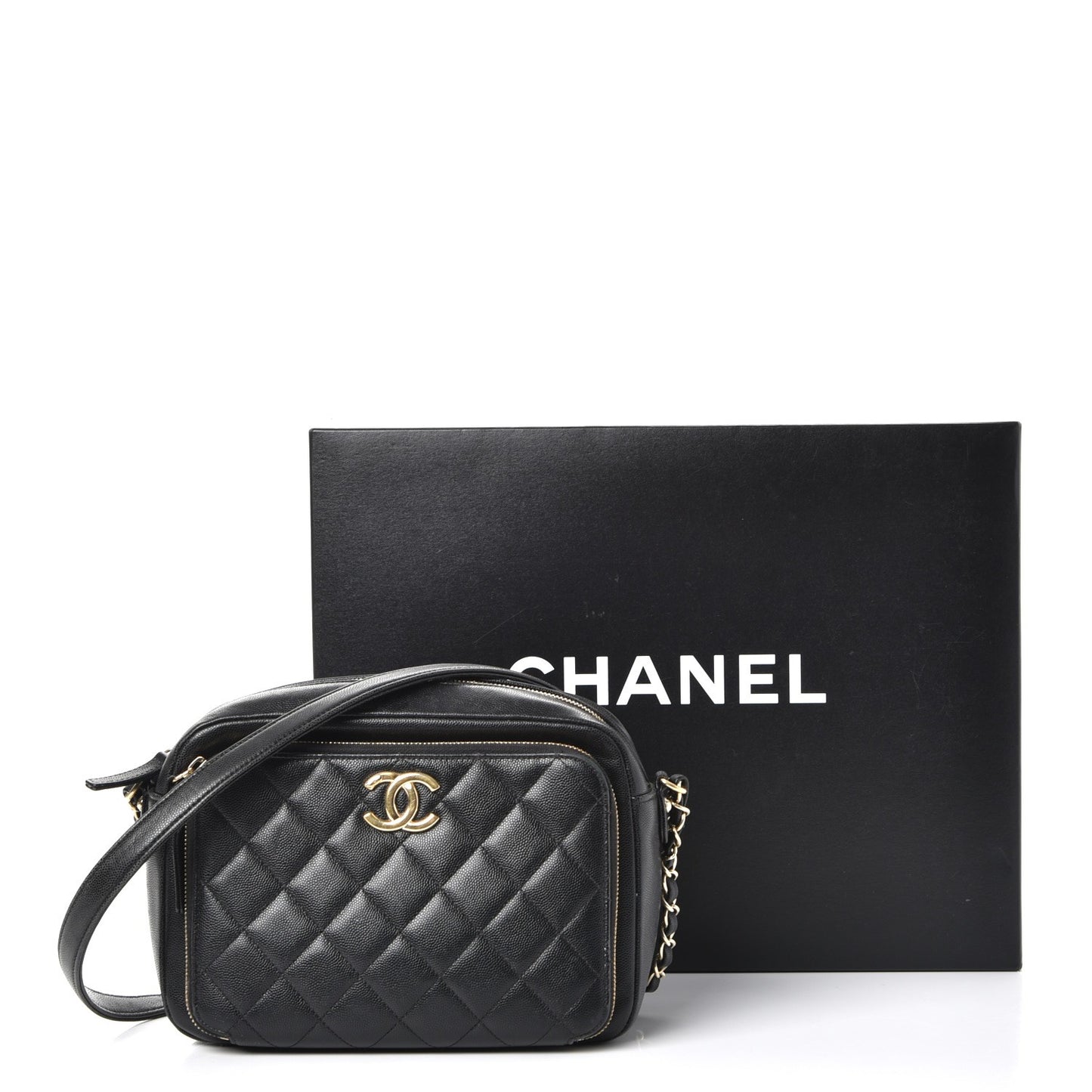 Caviar Quilted Business Affinity Camera Case Black