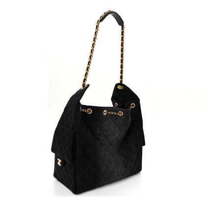 Chanel Washed Denim Quilted Medium Chanel 25 Handbag Black 4 of 11