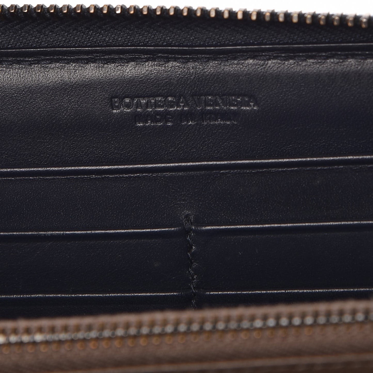 Nappa Intrecciato Zip Around Wallet Denim