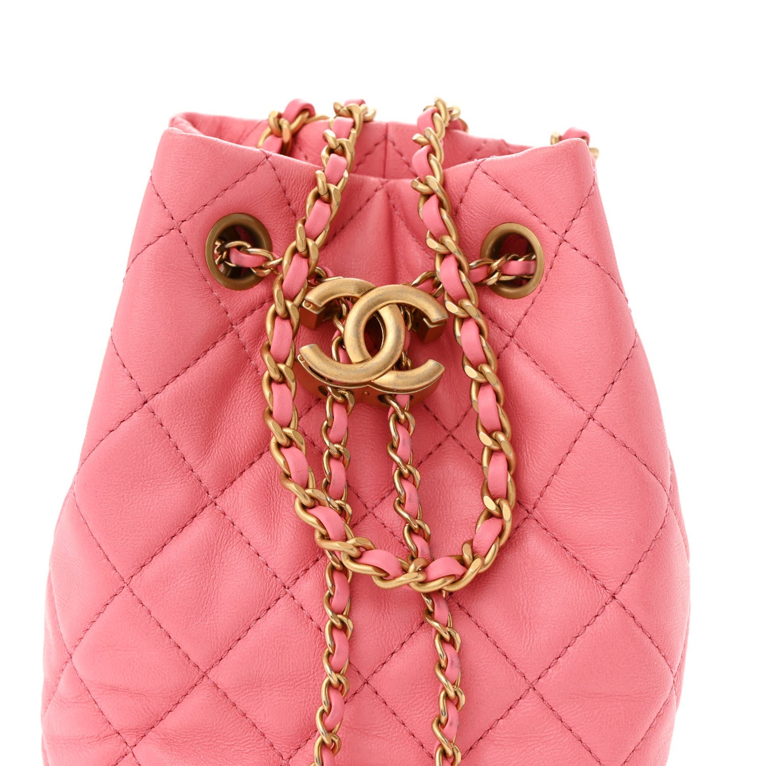 Chanel Lambskin Quilted Pearl Crush Drawstring Bag Pink 8 of 11