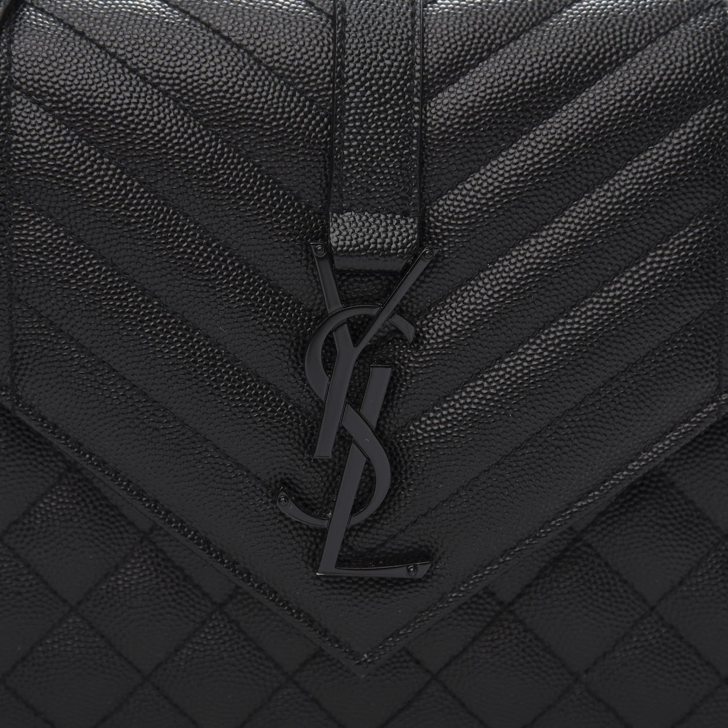 Grain De Poudre Textured Mixed Matelasse Triquilt Medium Monogram Satchel Black