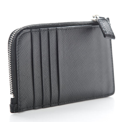 Prada Saffiano Metal Zip Card Holder Black 3 of 8