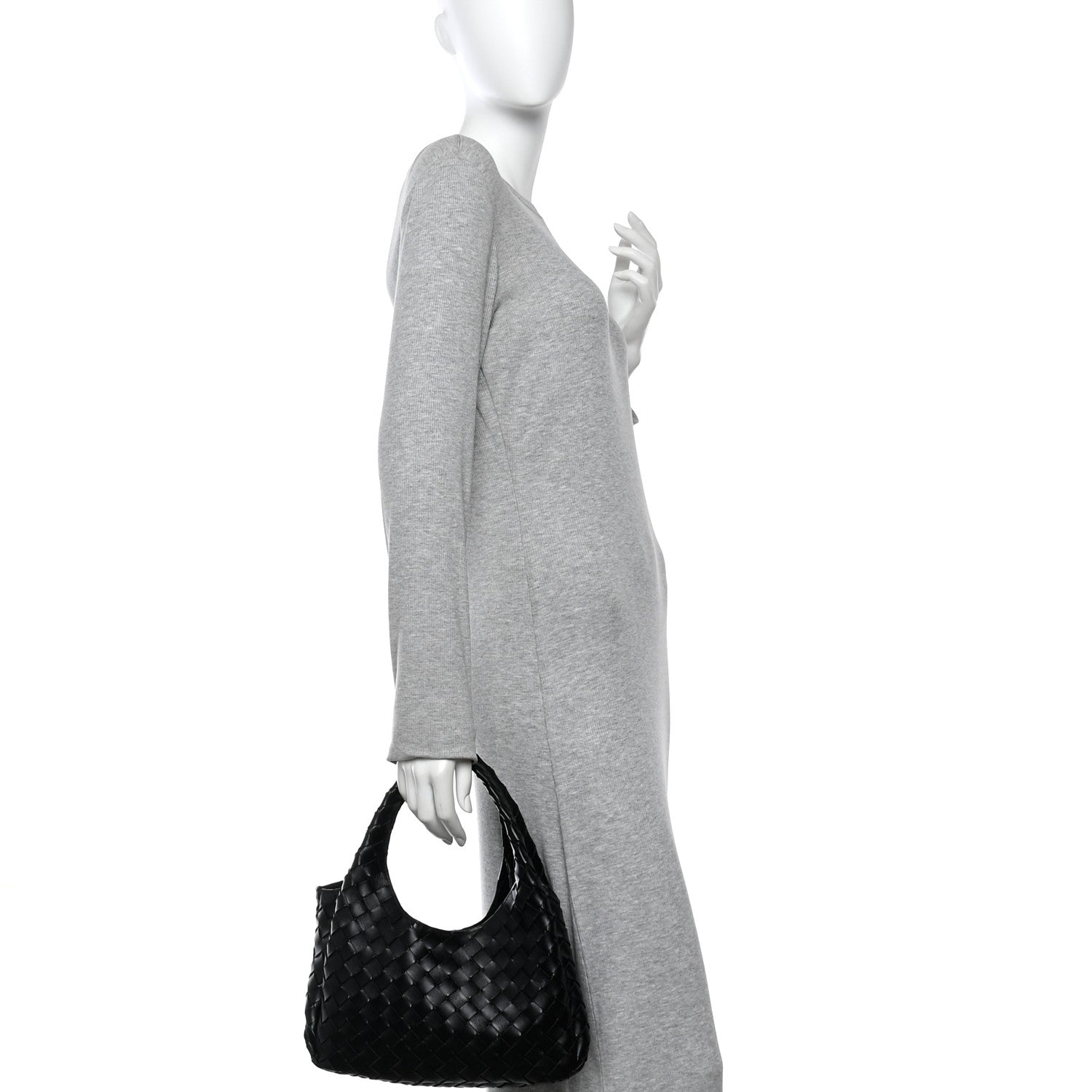 Bottega Veneta Nappa Intrecciato Small Campana Shoulder Bag Black 2 of 9