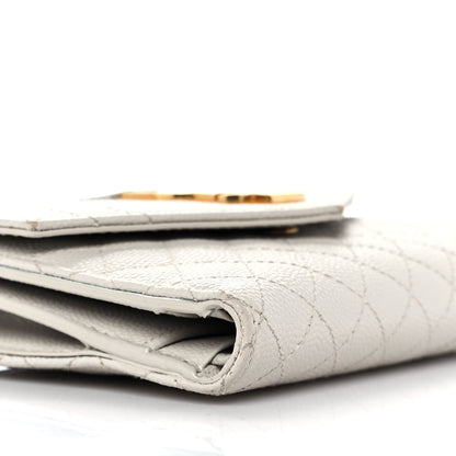 Saint Laurent Grain De Poudre Mixed Matelasse Triquilt Monogram Compact Tri Fold Wallet Blanc Vintage 7 of 8