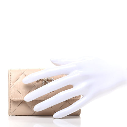 Chanel Caviar Pearl Quilted Coco Candy Flap Card Holder Beige 2 of 9