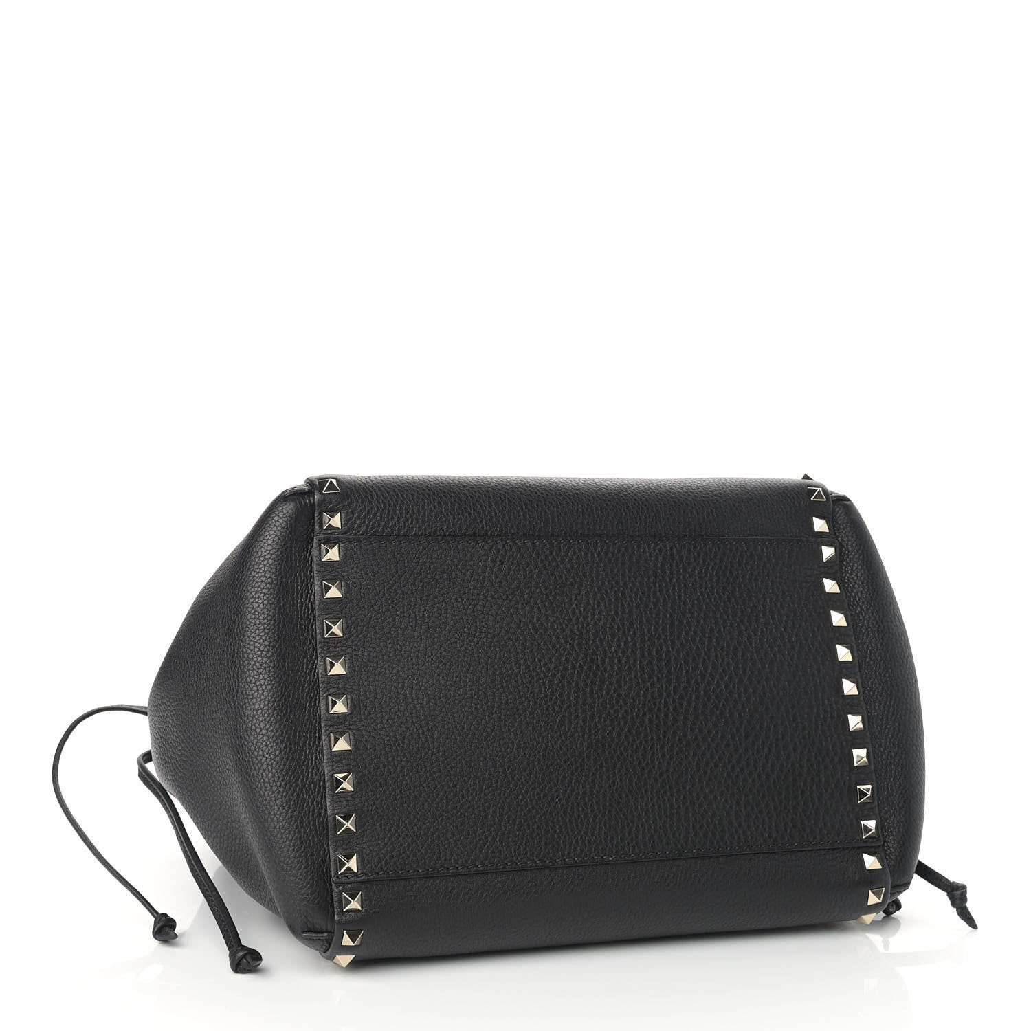 Valentino Garavani Grained Calfskin Rockstud Double Handle Cinch Tote Black 3 of 7