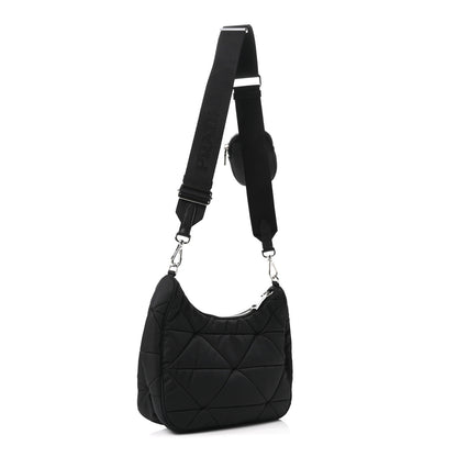 Prada Re-Nylon Triangle Padded Patchwork Shoulder Bag Black 3 of 10
