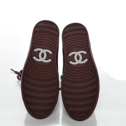 Chanel Lambskin Tweed Chain CC Sneakers 35 Burgundy Navy White 5 of 8
