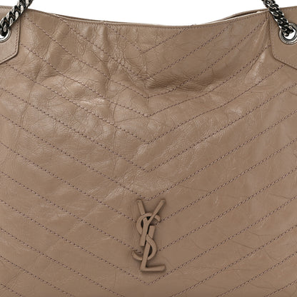 Saint Laurent Crinkled Calfskin Matelasse Monogram Large Niki Shopper Tote Dusty Grey 6 of 11