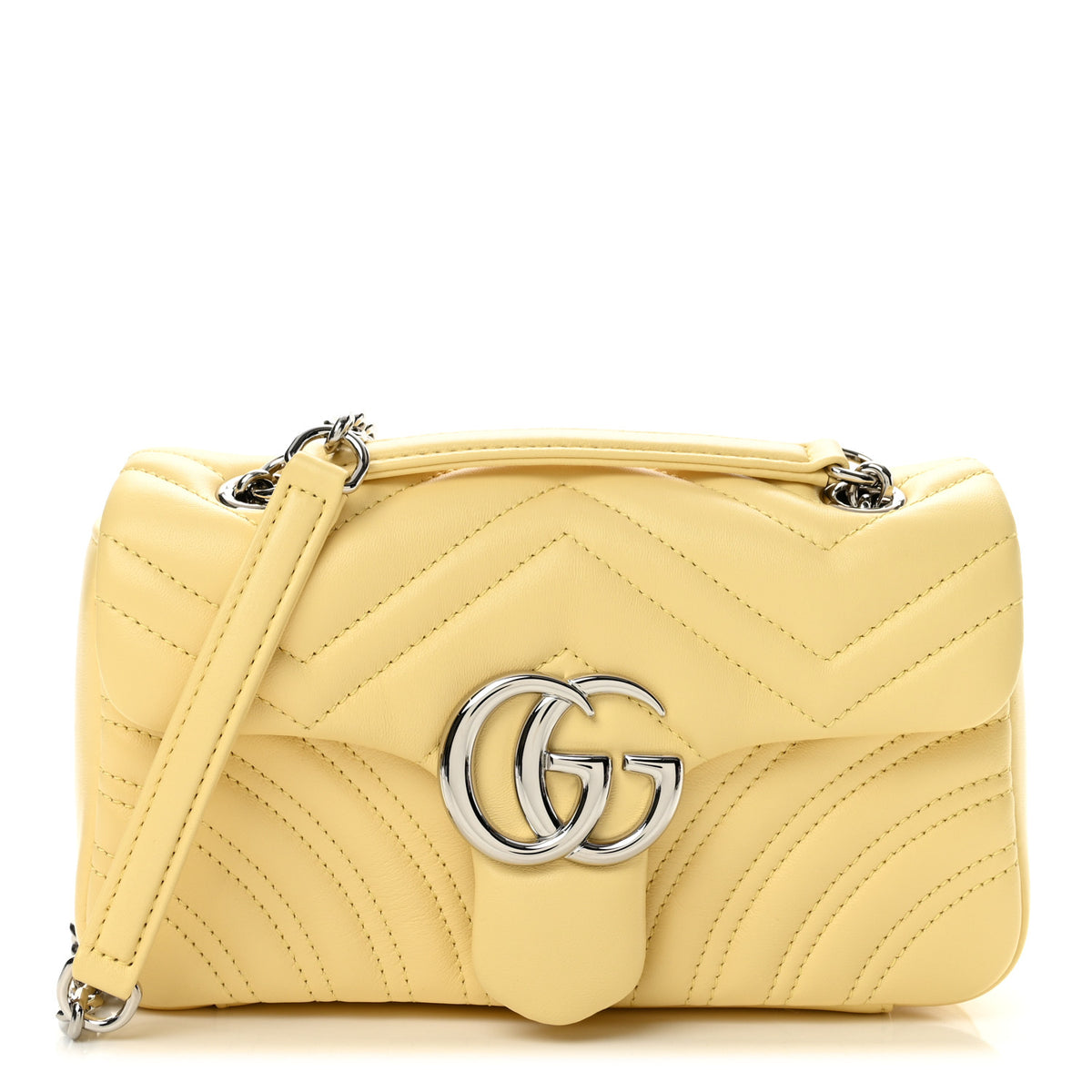 Lambskin Matelasse Small GG Marmont Shoulder Bag Yellow