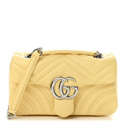 Gucci Lambskin Matelasse Small GG Marmont Shoulder Bag Yellow 1 of 12