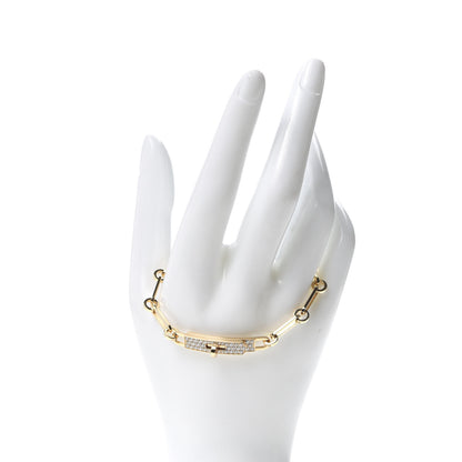 Hermes 18K Yellow Gold Diamond Pave PM Kelly Chaine Bracelet ST 2 of 5