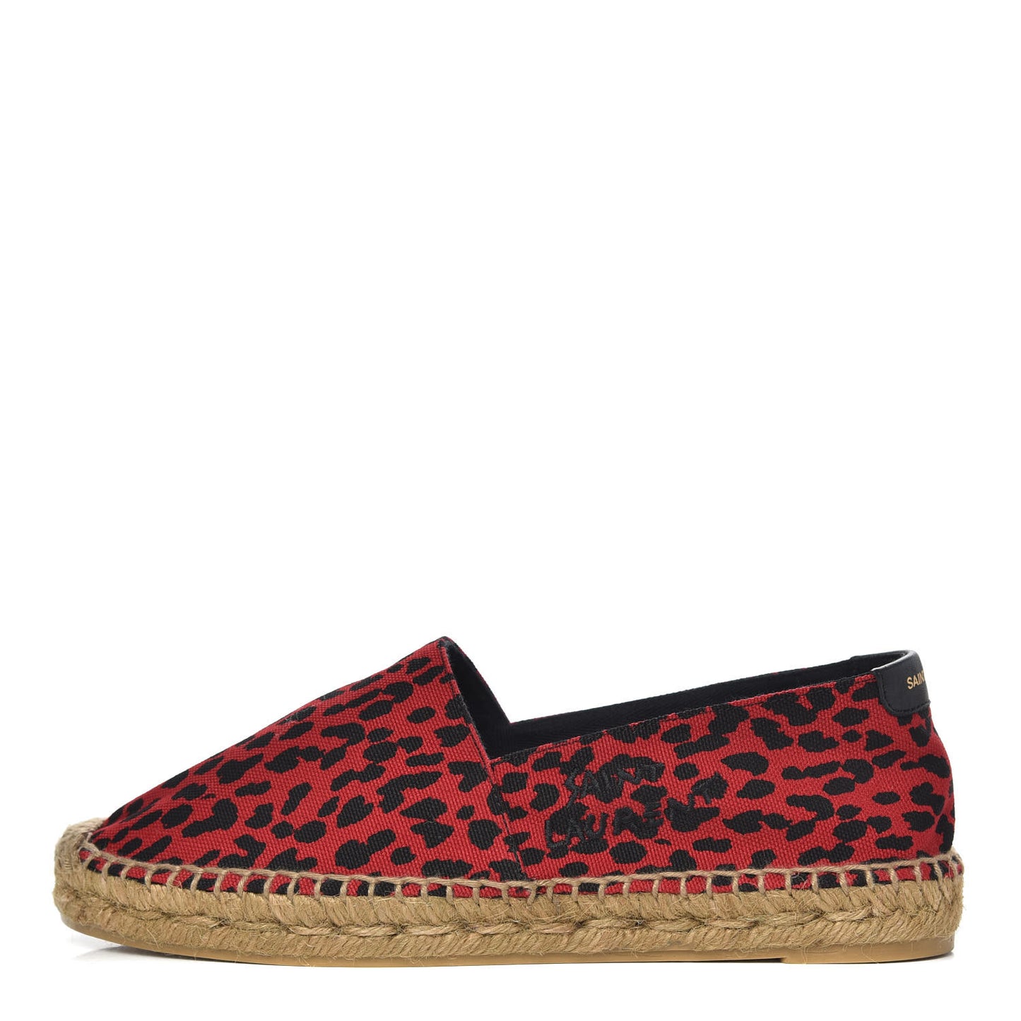 Canvas Leopard Print Espadrilles 37 Red Black