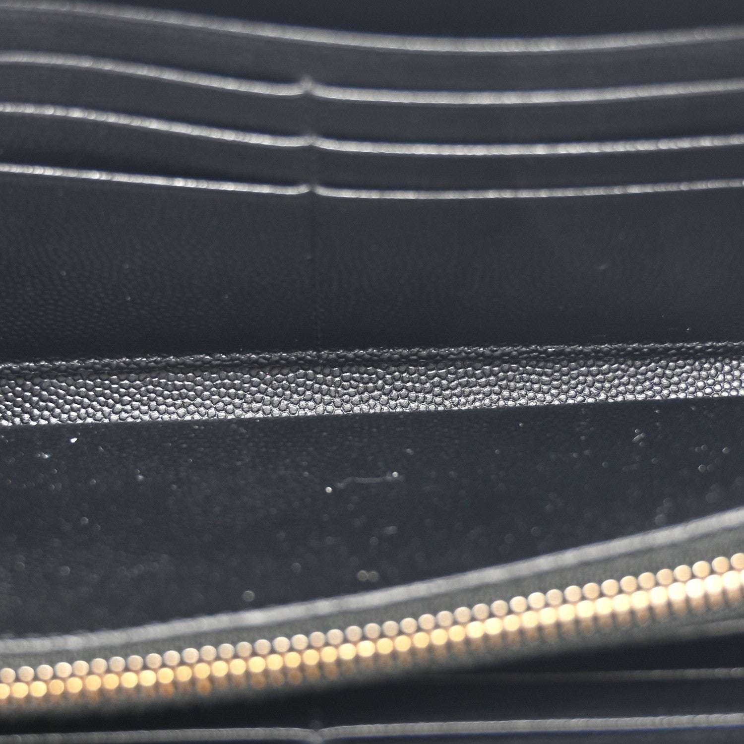 Saint Laurent Grain De Poudre Matelasse Chevron Monogram Zip Around Wallet Black 5 of 7
