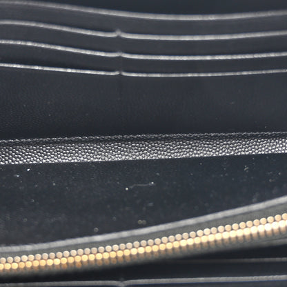 Saint Laurent Grain De Poudre Matelasse Chevron Monogram Zip Around Wallet Black 5 of 7