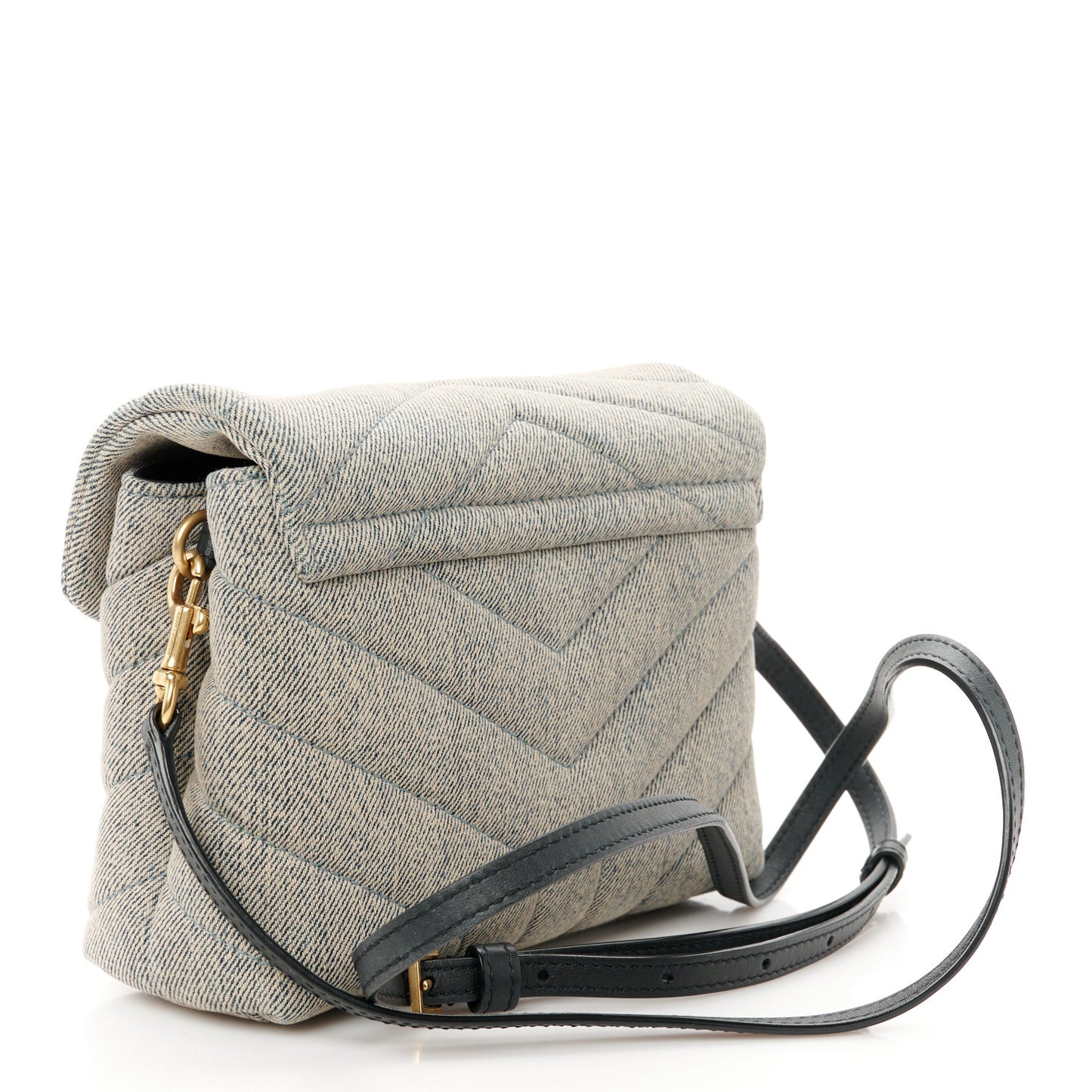 Denim Y Quilted Monogram Toy Loulou Crossbody Bag Grey