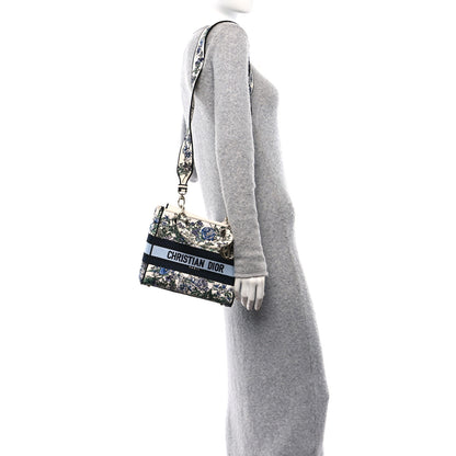 Christian Dior Canvas Embroidered Print Medium Lady D-Lite Blue Multicolor 2 of 11