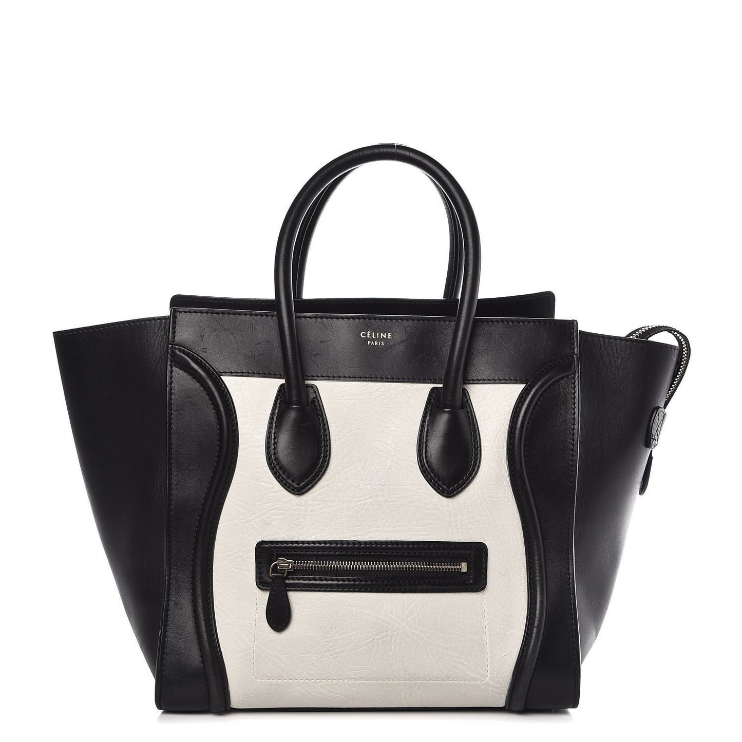 Elephant Calfskin Mini Bi-Color Luggage Black White