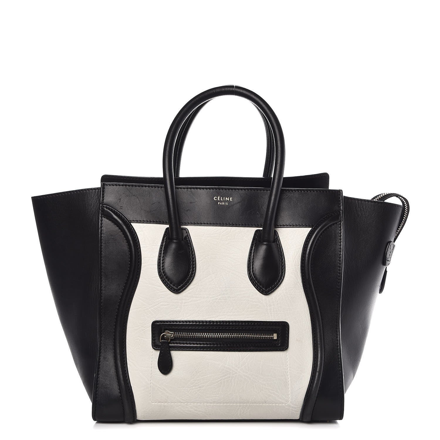 Celine Elephant Calfskin Mini Bi-Color Luggage Black White 1 of 17