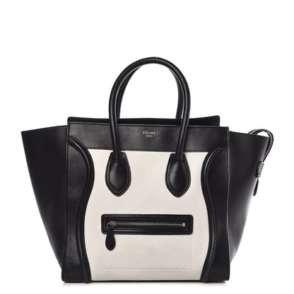 Celine Elephant Calfskin Mini Bi-Color Luggage Black White 1 of 17