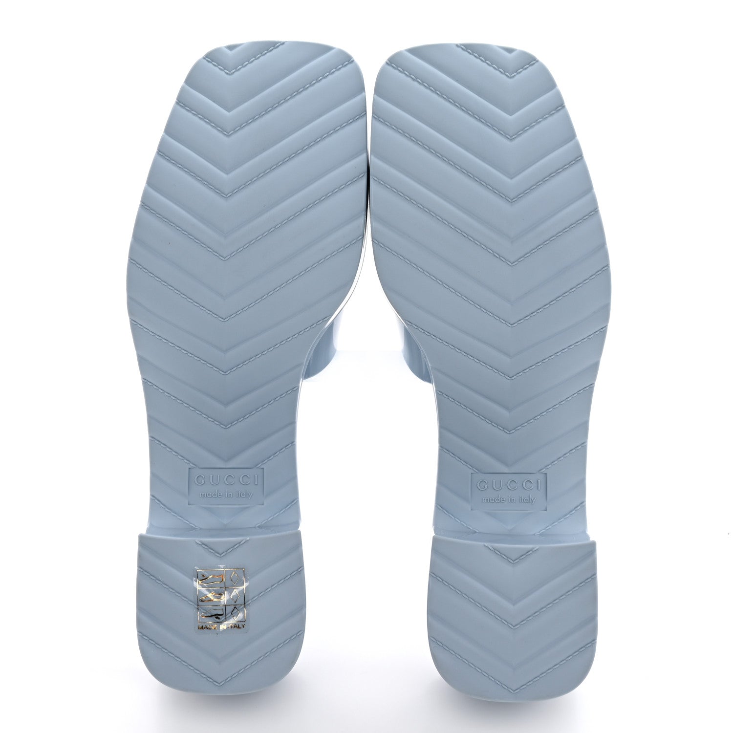 Gucci Rubber Gucci Logo Womens Platform 20/60mm Slide Sandals 37 Porcelain Light Blue 5 of 7