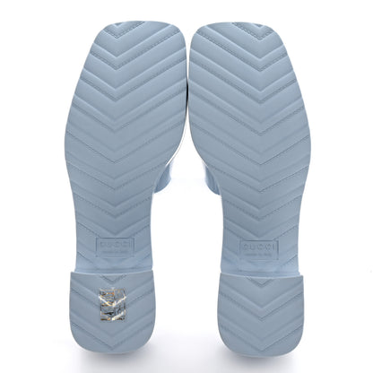 Gucci Rubber Gucci Logo Womens Platform 20/60mm Slide Sandals 37 Porcelain Light Blue 5 of 7