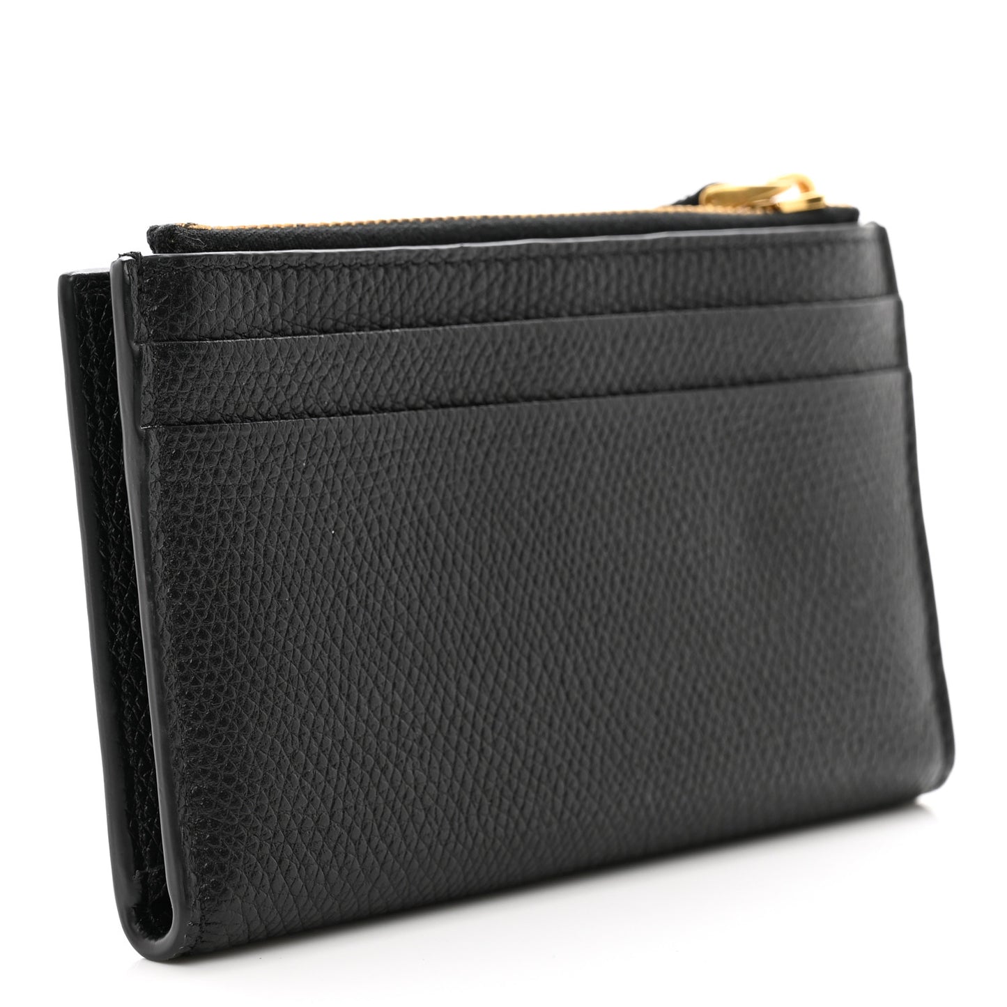 Grained Calfskin VLogo Coin Case Card Holder Black