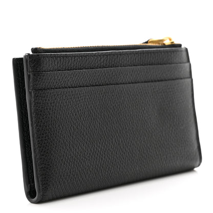 Valentino Garavani Grained Calfskin VLogo Coin Case Card Holder Black 3 of 7