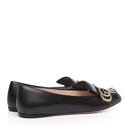 Gucci Malaga Kid GG Pearl Marmont Fringe Flats 39.5 Black 4 of 9