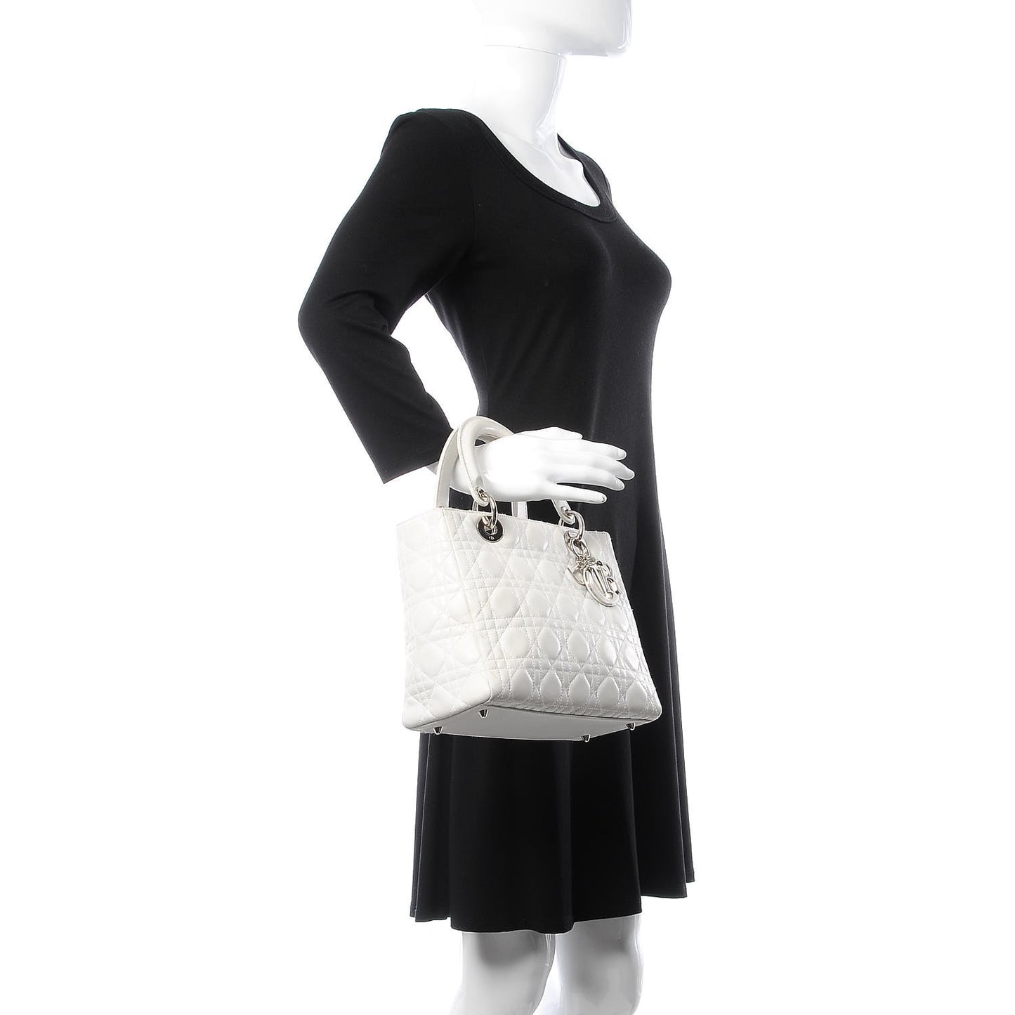 Lambskin Cannage Medium Lady Dior White