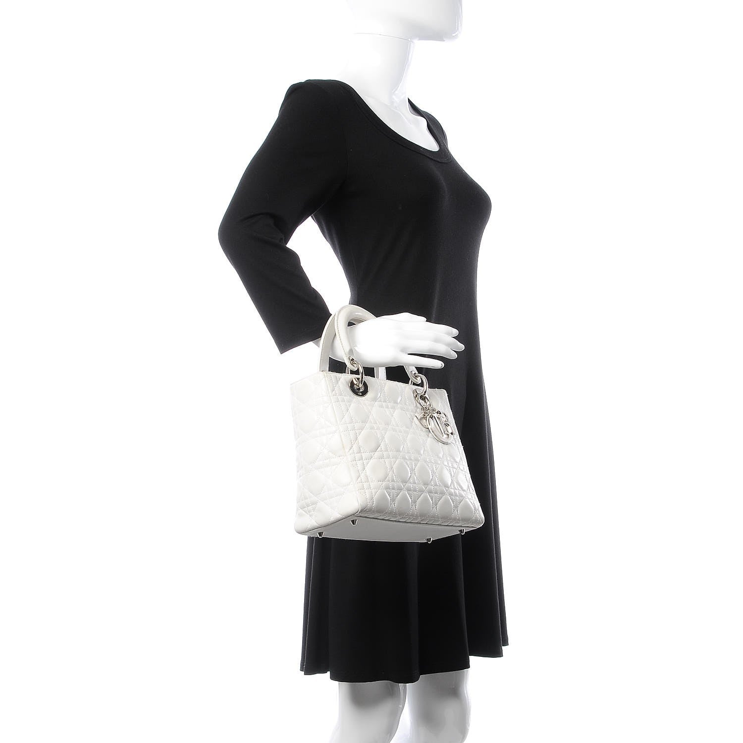 Christian Dior Lambskin Cannage Medium Lady Dior White 2 of 23