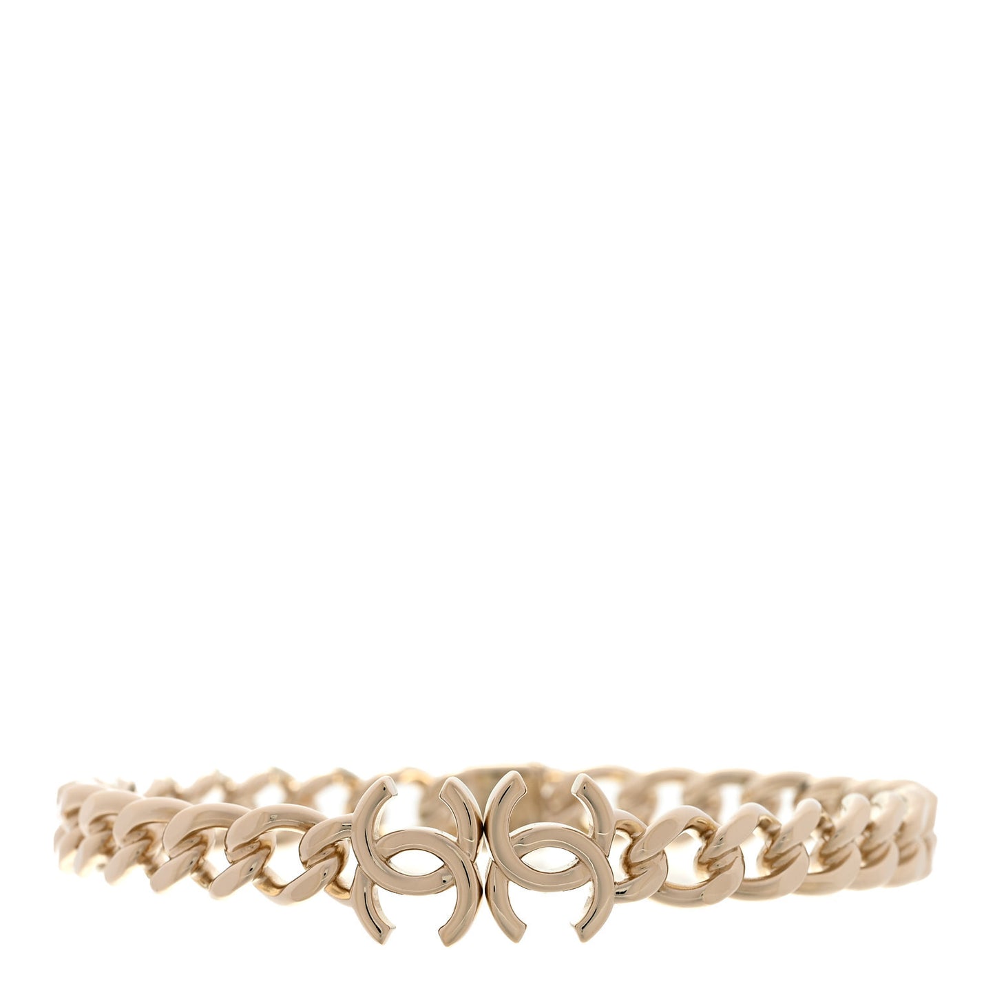 Metal CC Chain Link Choker Necklace M Gold