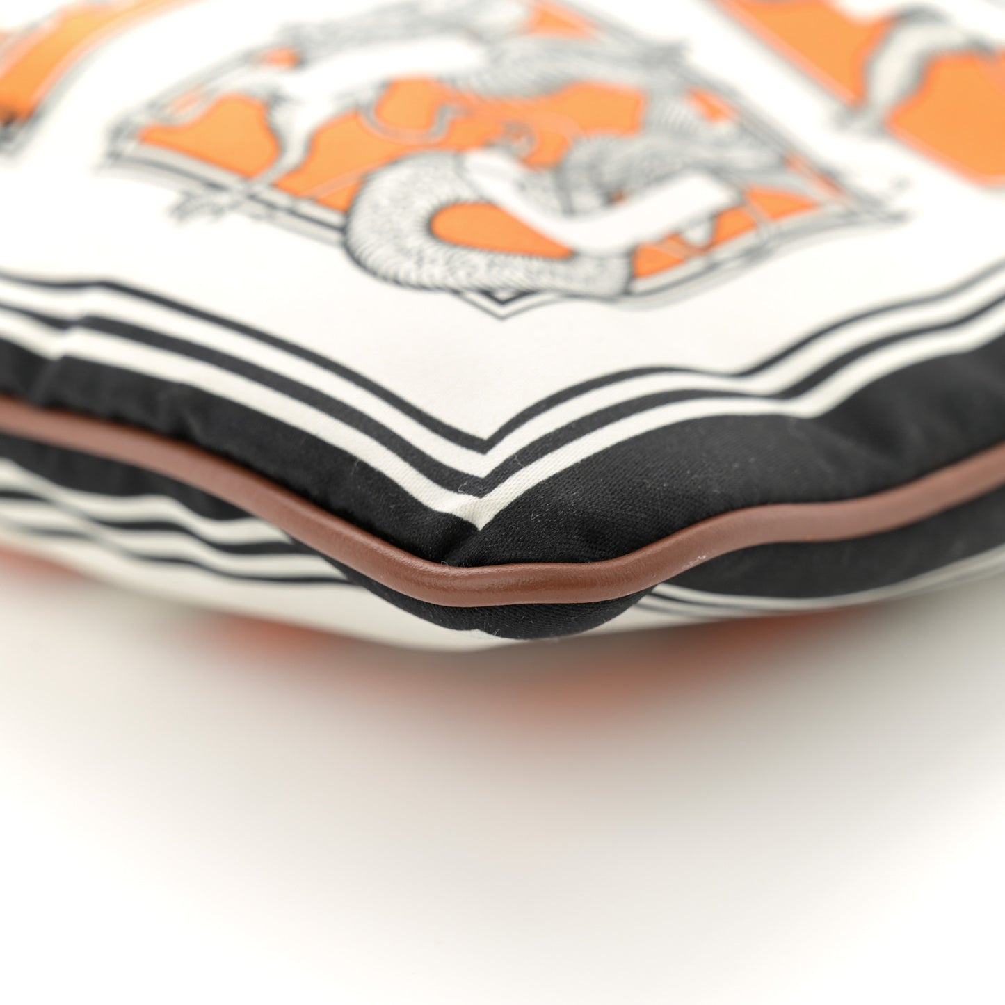 Satin Mythical Alphabet Drawstring Pouch Orange Black White