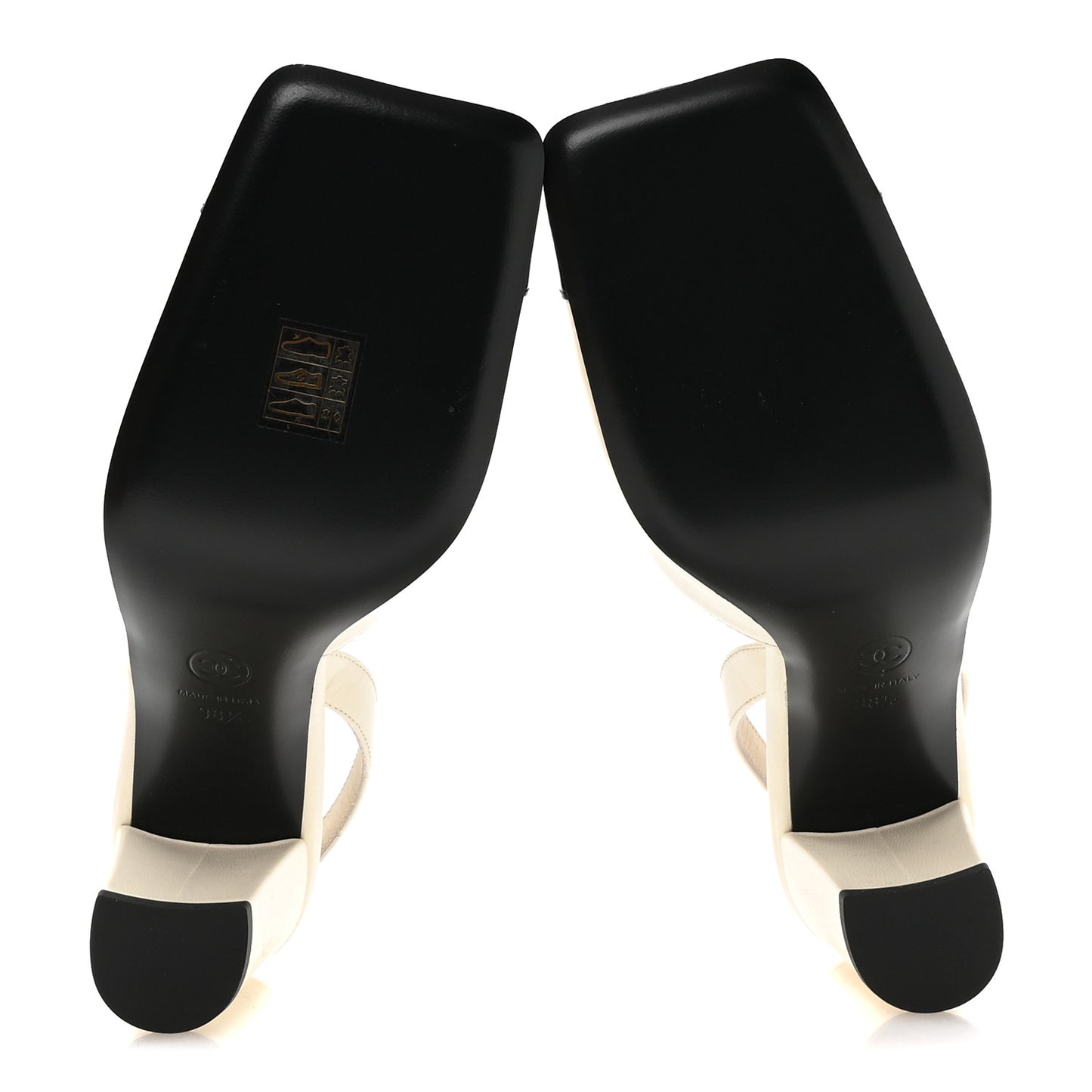 Lambskin Patent Calfskin Cap Toe CC Slingback Pumps 38.5 Ivory Black