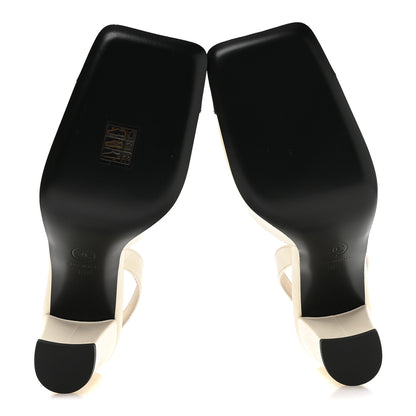 Chanel Lambskin Patent Calfskin Cap Toe CC Slingback Pumps 38.5 Ivory Black 6 of 9