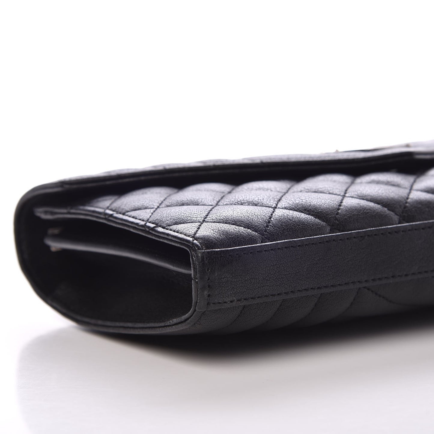 Sheepskin Tri-Quilt Monogram Envelope Chain Wallet Black