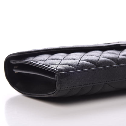 Saint Laurent Sheepskin Tri-Quilt Monogram Envelope Chain Wallet Black 8 of 10
