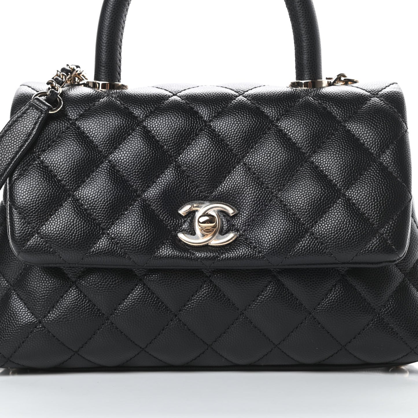 Caviar Quilted Mini Coco Handle Flap Black